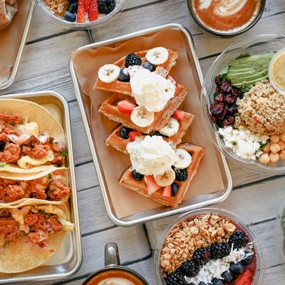Various food on the table.