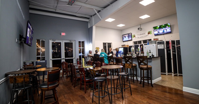 Interior space, seating area and bar