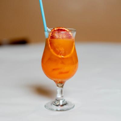 Ginger Sun cocktail, with blood orange.