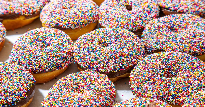 Donuts covered in rainbow sprinkles