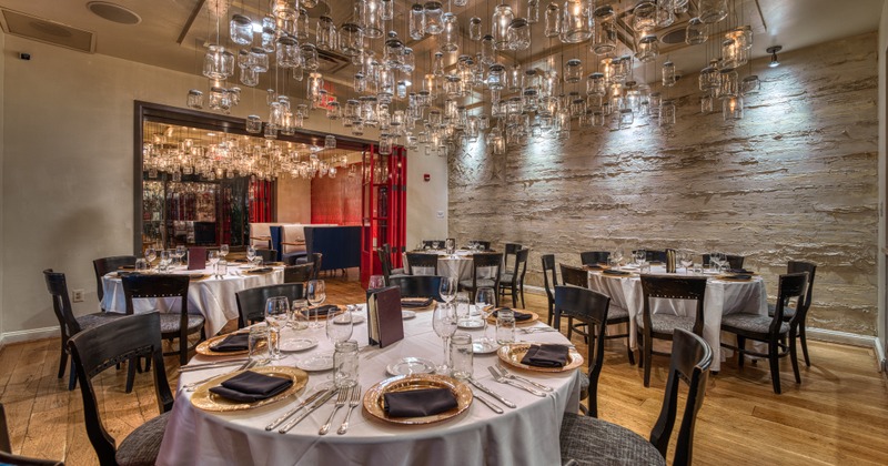 Fully set dining tables