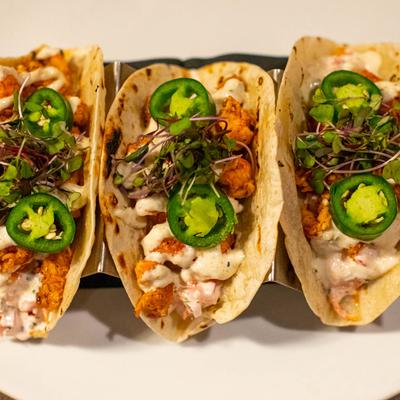 Fried chicken tacos.