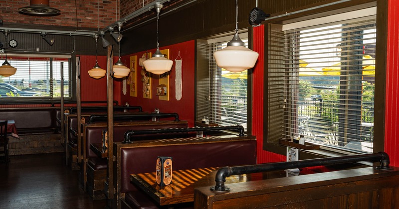 Interior dining area with seating booths