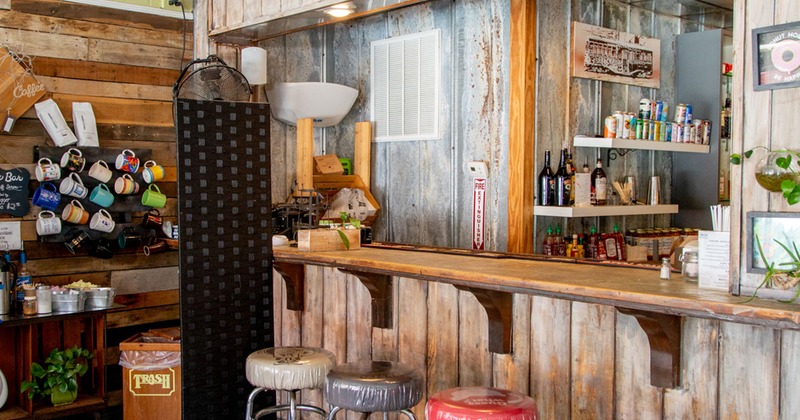 Interior, merchandise and bar area, rustic design