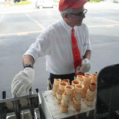 baking ice cream cones.