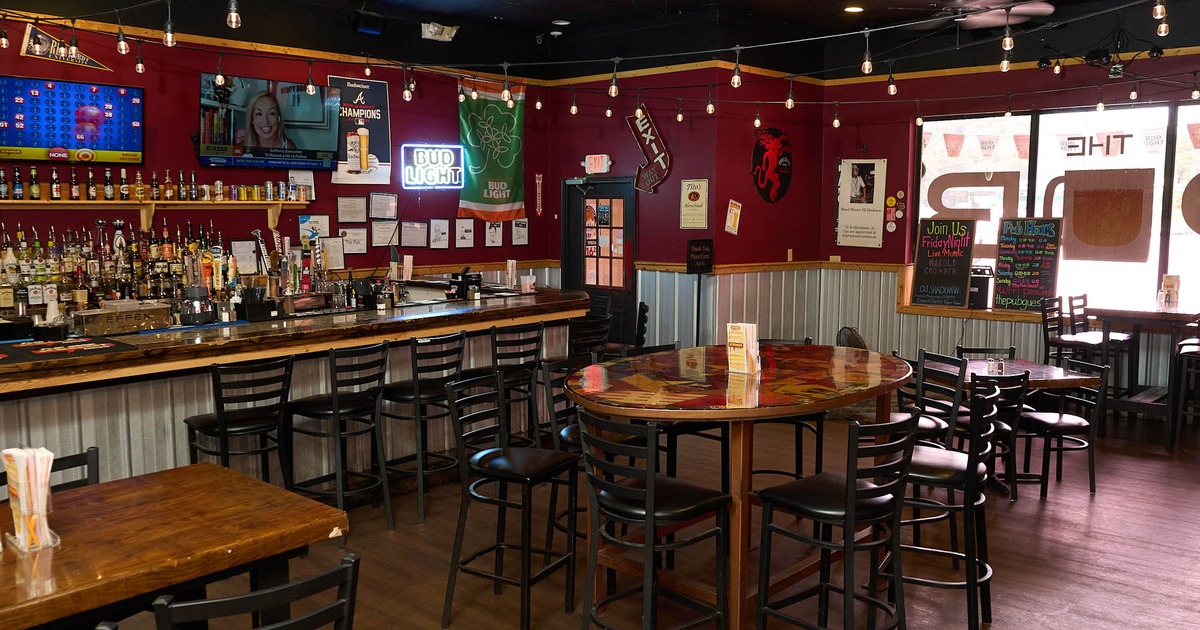 Interior, dinning area and bar area seating