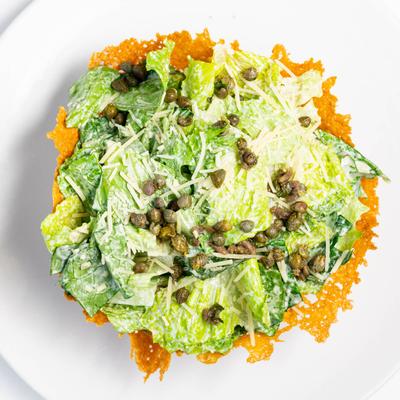 Caesar salad, top view