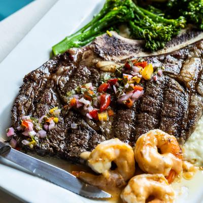Rib eye steak, closeup.