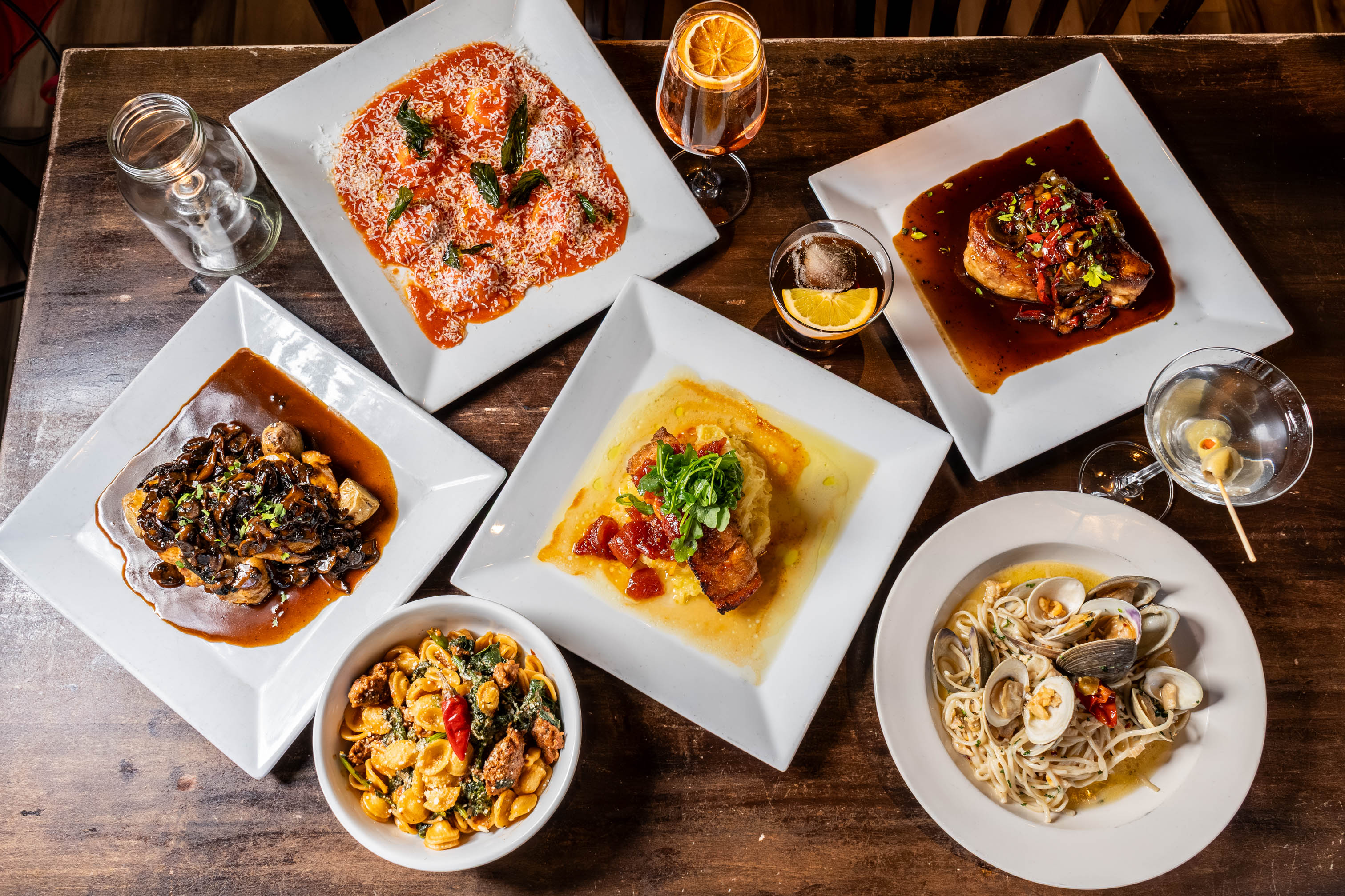 Assorted dishes and drinks on a table