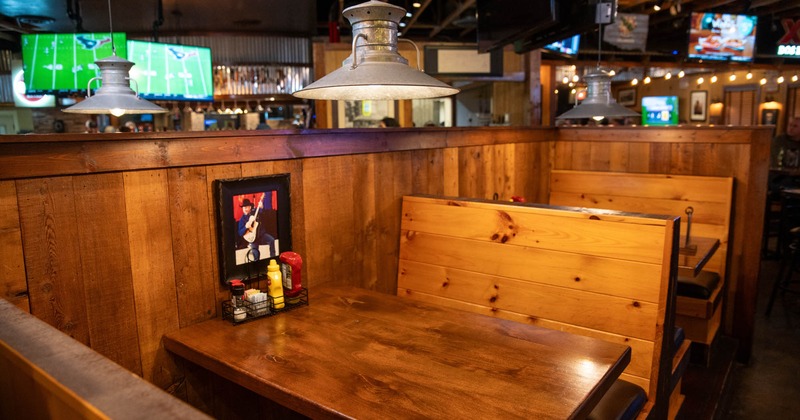 Interior, wooden booths