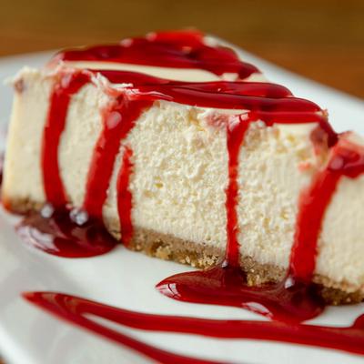 Cheesecake with raspberry melba.