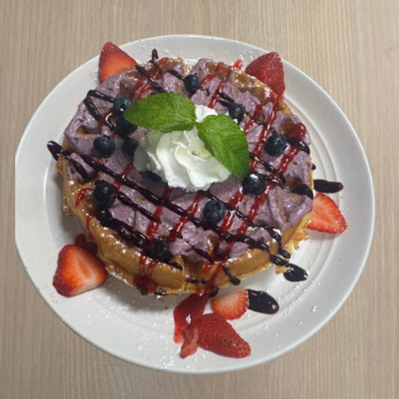 menu item 37 of 57, Blueberry Lemon Cheesecake Waffle
