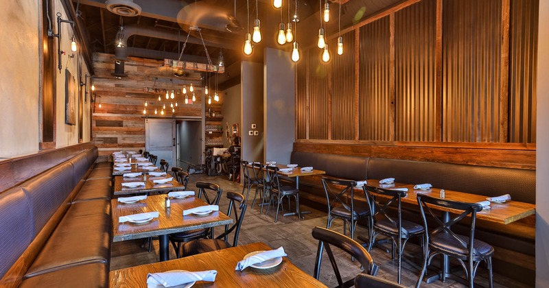 Dining area with set tables for the guests