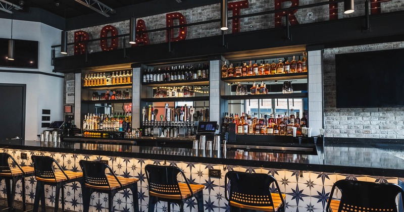 Interior, bar area with bar stools