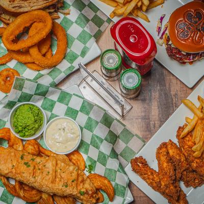 Assorted food dishes.