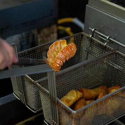 Various food in the deed fryer.