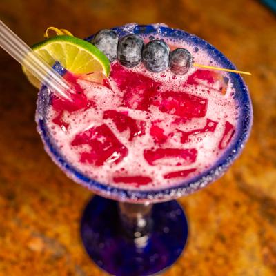 Dragonfruit Margarita cocktail, top view.