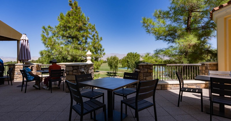 Tables and seats on a terrace