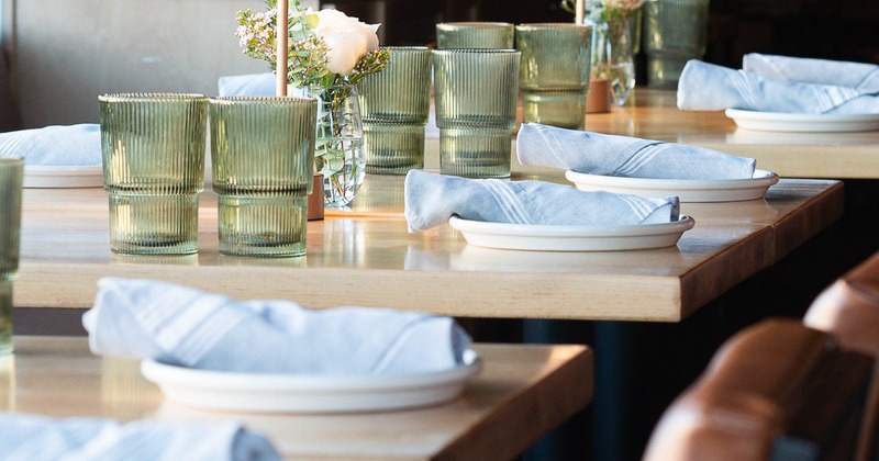 Fully set dining tables