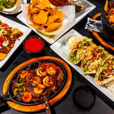 Served food on the table.