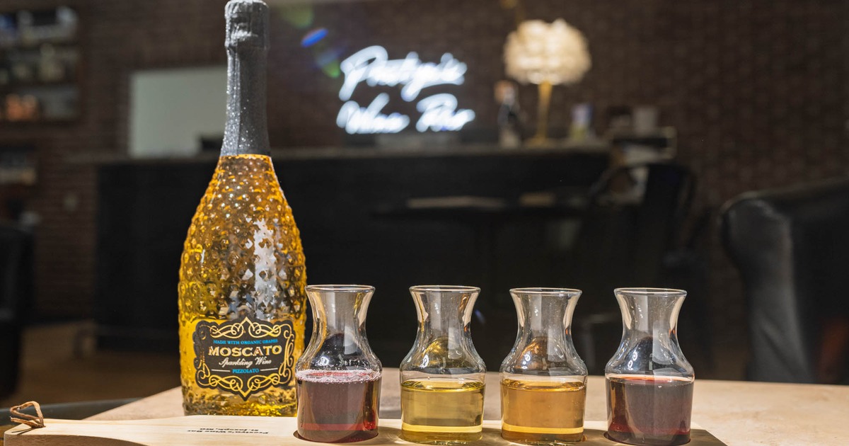 Wine flight on display