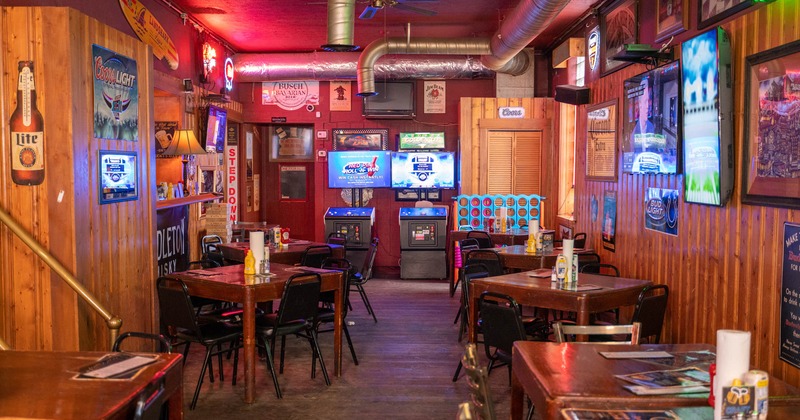 Interior, seating place with pictures on the walls