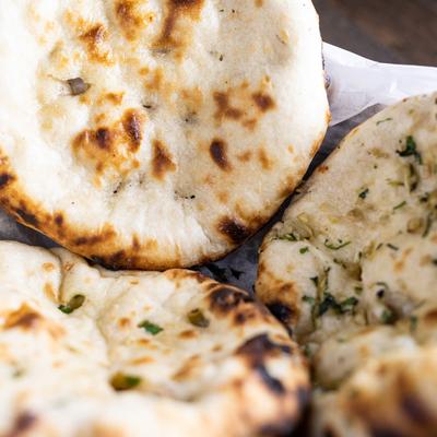 Naan flatbread plate, closeup