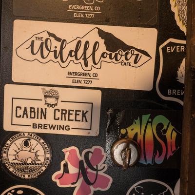 Stickers on the wall.