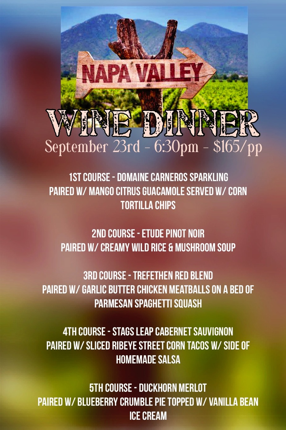 Napa Wine Dinner event photo
