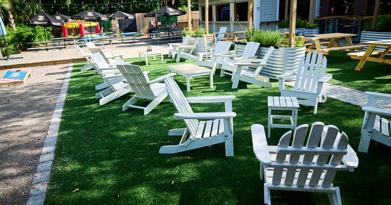 Outdoor, seating are with adirondack classic chairs