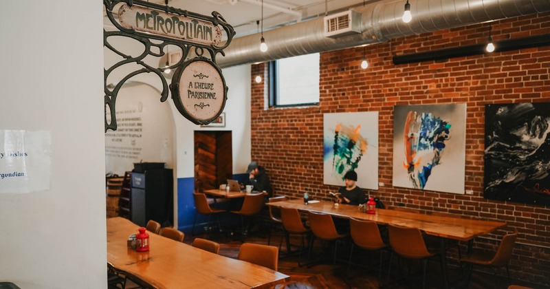 Interior, dining area,  wall art