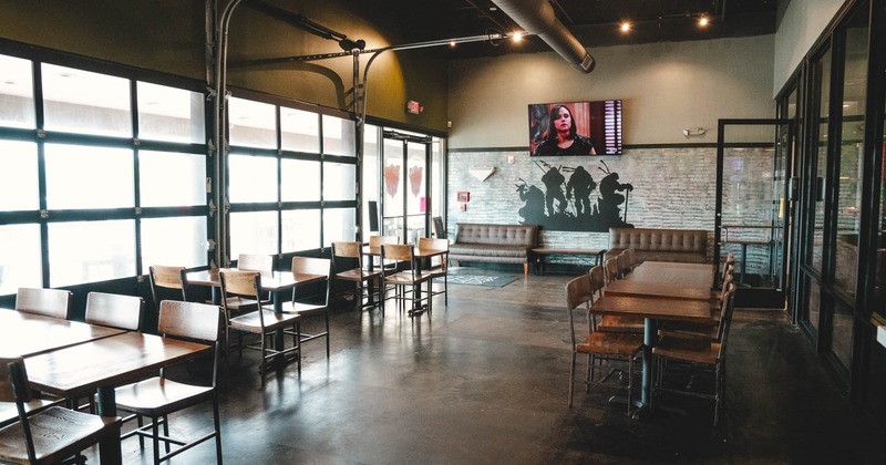 Interior, seating area near the windows