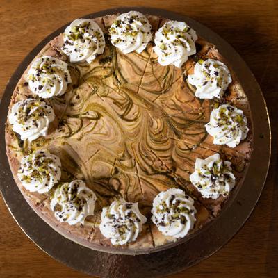 Pistacchio chocolate cheesecake.