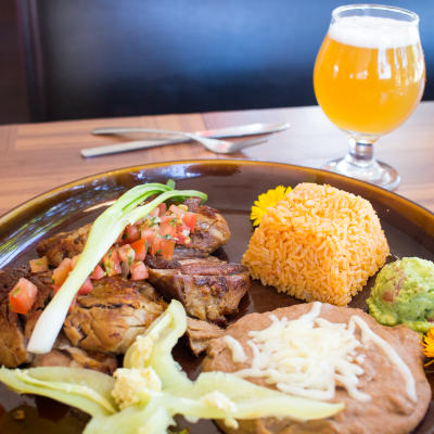 The short rib enchilada plate.