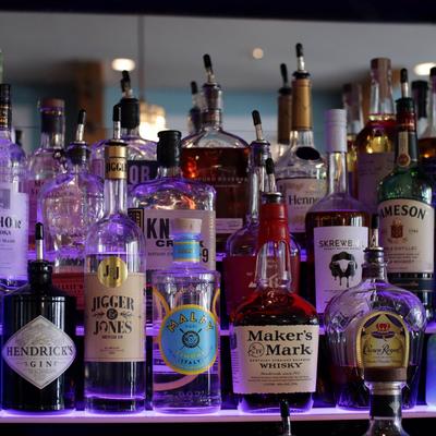 Various liquor bottles.