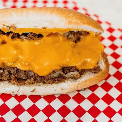 Cheesesteak, served.