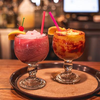 Two margarita cocktails.