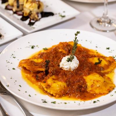 Burrata Ravioli Bolognese.