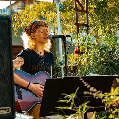 A musician performing live.