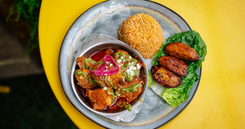 Roasted pork served with rice