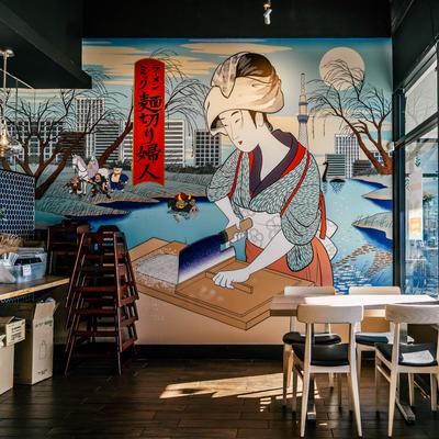 Interior, mural art.