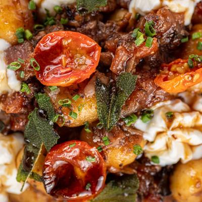 A close up view of gnocchi.