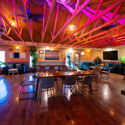 Riddim n Spice interior space, seating area.