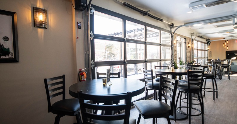 Interior, a bar tables near the windows