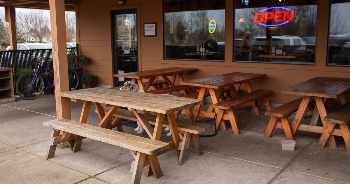 Exterior, seating area in front of the restaurant