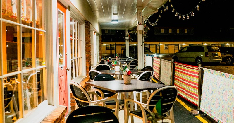 Seating area outside the Bistro