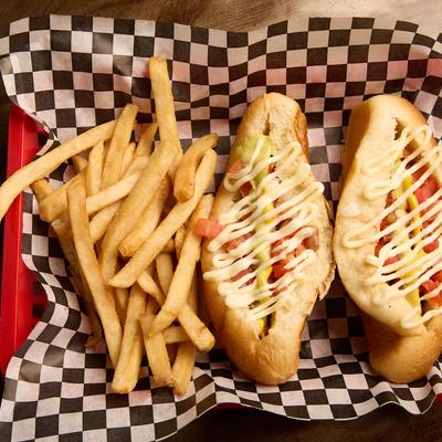 Sonoran Hot Dog and fries.