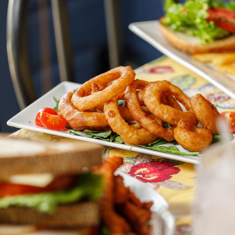 menu item 6 of 6, Onion Rings or Sweet Potato Fries