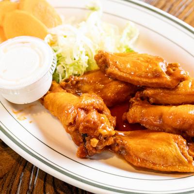 Chicken wings and dip.