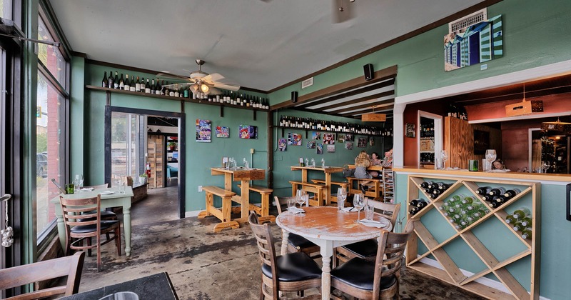 Interior, seating area and bar